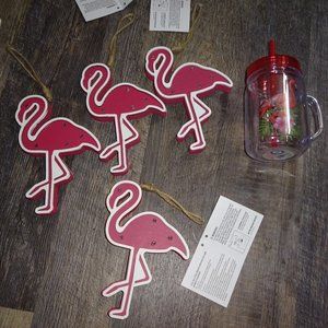 LOT flamingo decor & cup